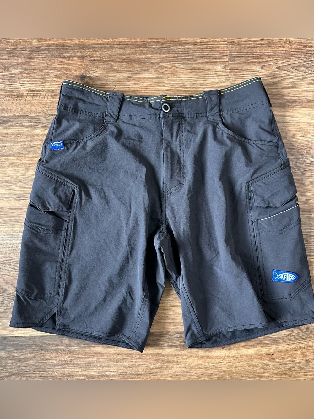 AFTCO Tactical Fishing Shorts Mens 32 Black 10” Cargo Stretch DWR Finish Outdoor